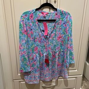 Lilly Pulitzer Floral Tunic in Pink and Blue NWT